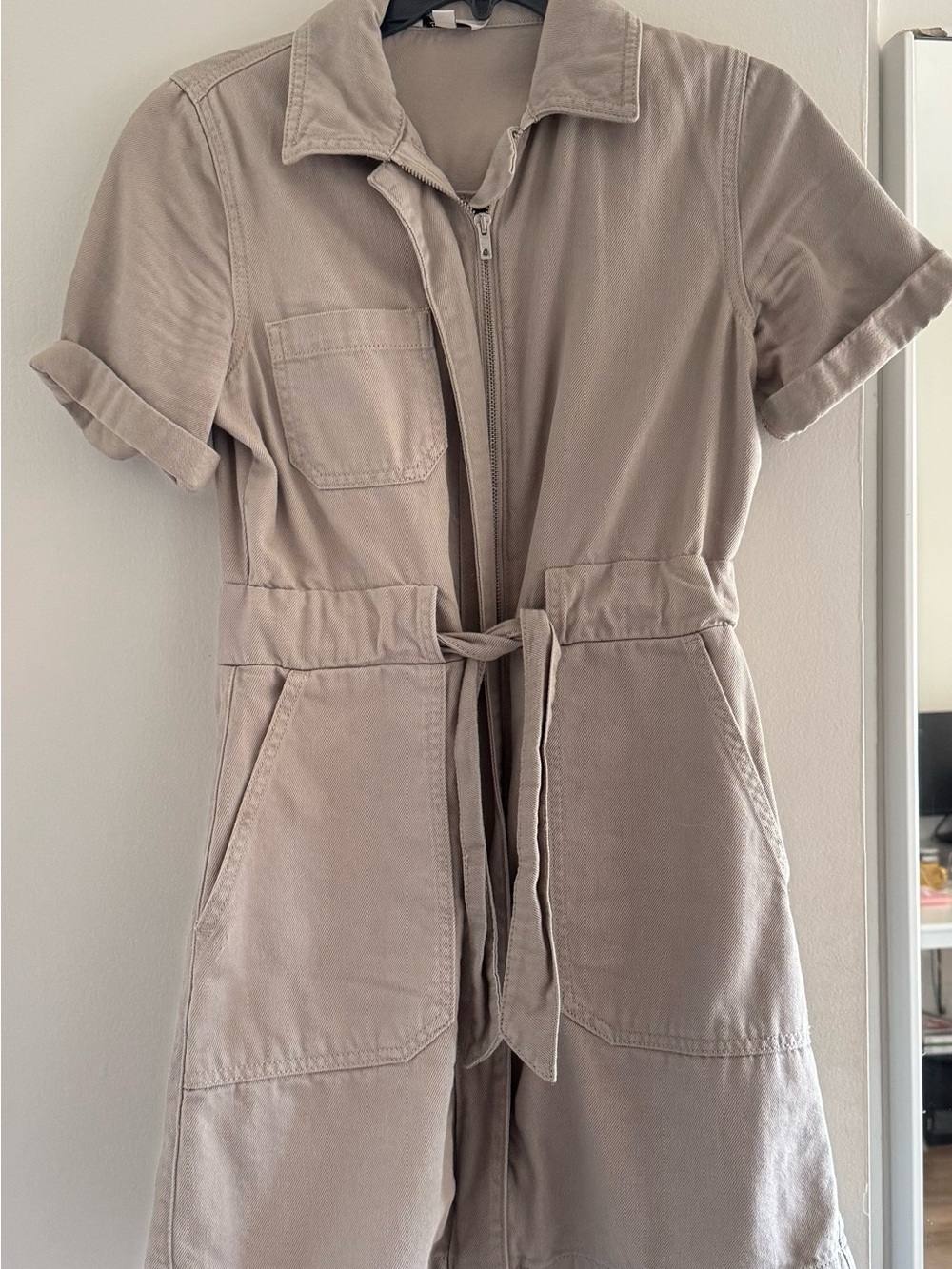French Connection Safari Utility Tie-Waist Dress 100% cotton
